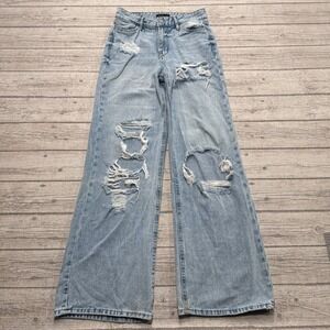Bluenotes Jeans Women's 00 Blue Light Wash High Rise Baggy Ripped Distressed Y2K